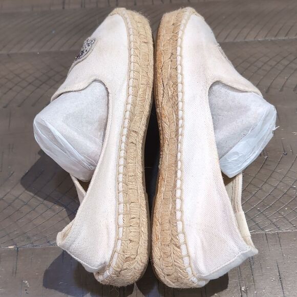 Saludos Beaded Elephant Cream Espadrilles Slip On Shoes Sz 8 - Picture 7 of 10